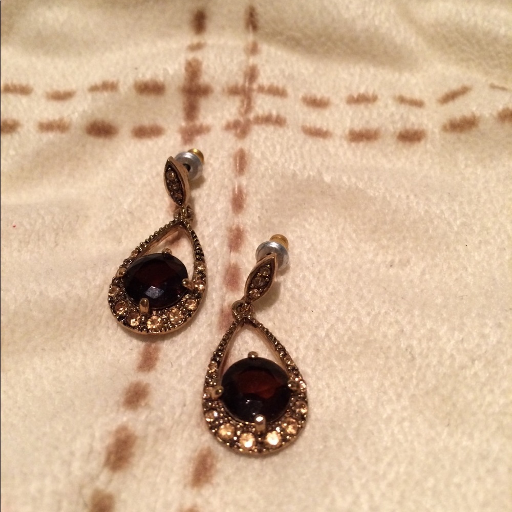 Red and gold faux gem earrings